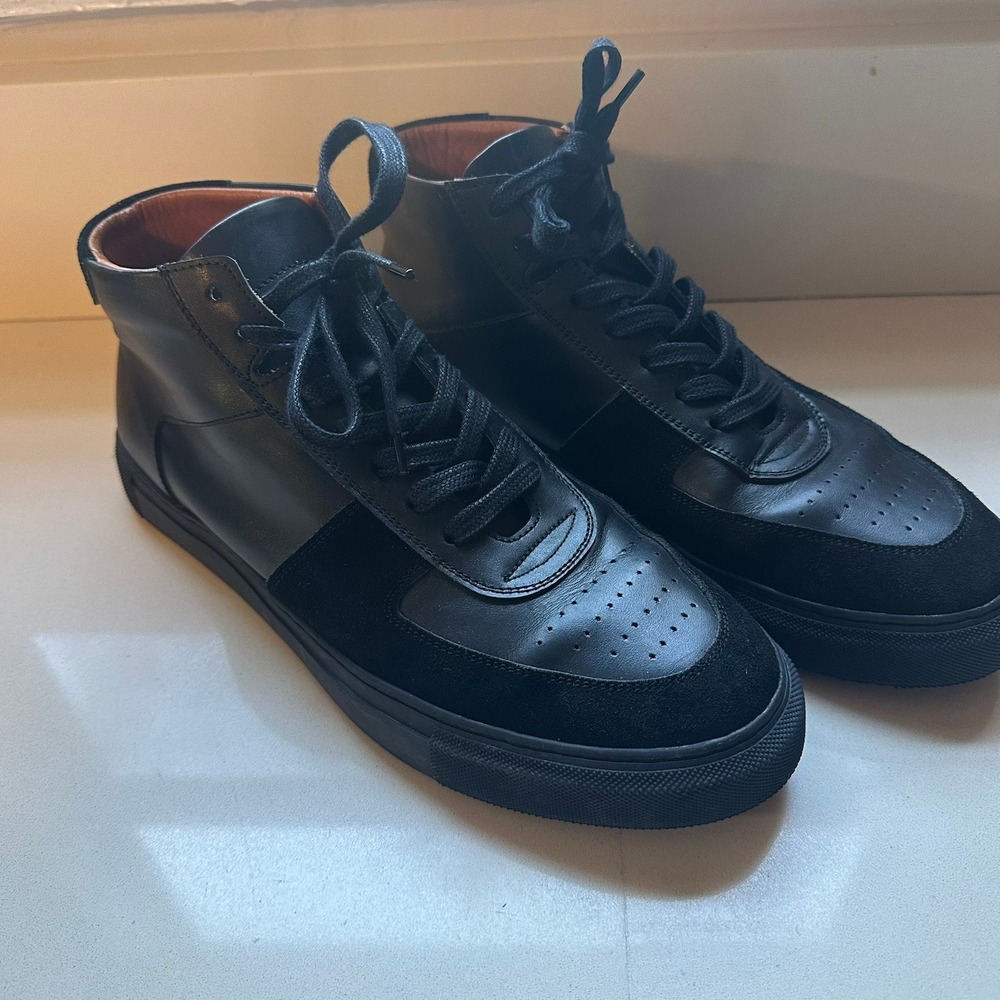 Beckett Simonon Mens Garcia Mid Top Sneakers Black Leather Suede Size 10.5